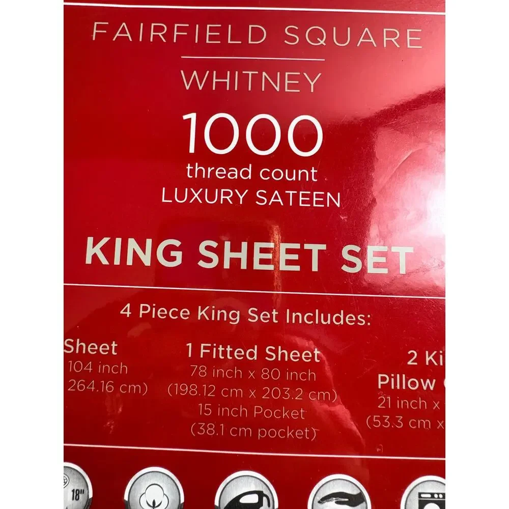 Fairfield Square Whitney 1000 Thread Count Luxury Sateen King Sheet Set Blue NWT